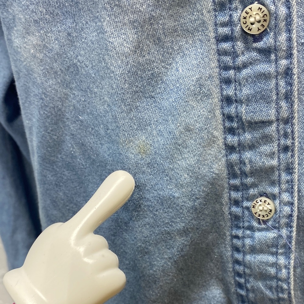 Mickey Unlimited small Denim Shirt with Mickey & Minnie kissing vintage‎ unisex - Picture 9 of 13